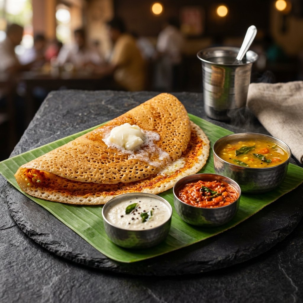 Crispy Andhra Ghee Karam Dosa